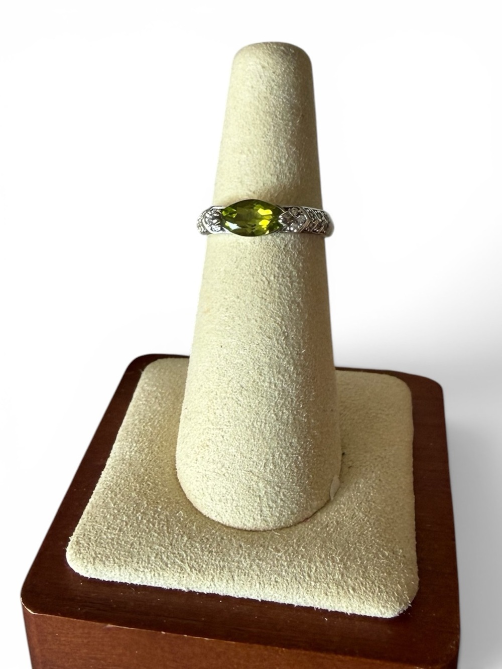 Peridot & CZ Ring | Adjustable Sterling Silver 925